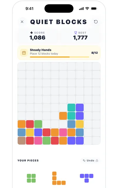 Quiet Blocks screen