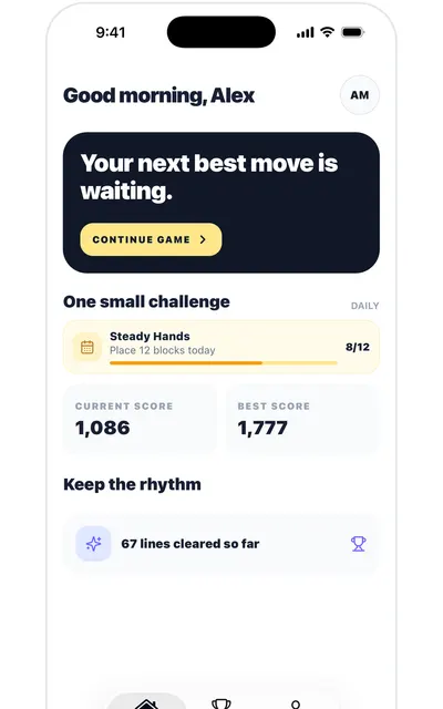 Quiet Blocks screen: Daily challenge